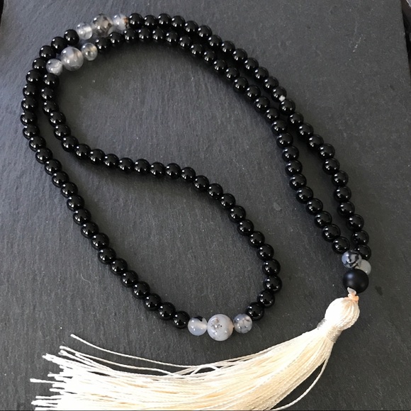 Jewelry - ✨Charged✨ Onyx and Lepidolite gemstone meditation Mala necklace/bracelet 108